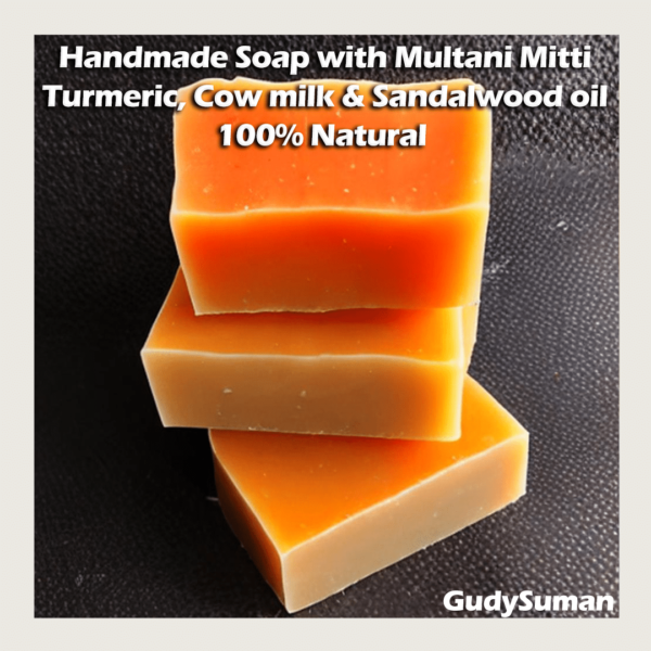 handmade soap with multani mitti turmeric and sandalwood oil